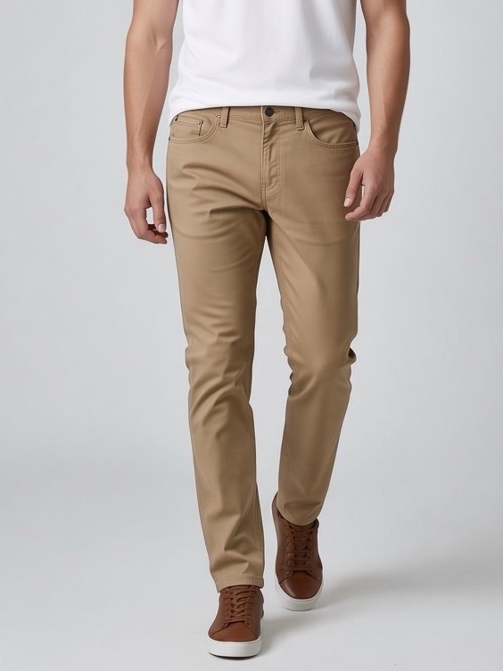 Jachs New York Men's 5-Pocket Stretch Pant Tan Brown Size 32